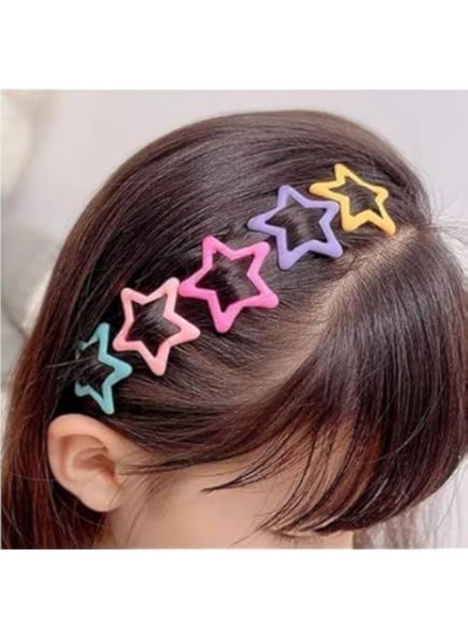 A set of clips of colorful star-shaped side hair clips, perfect for little girls, women, and children's hair accessories. - Image 4