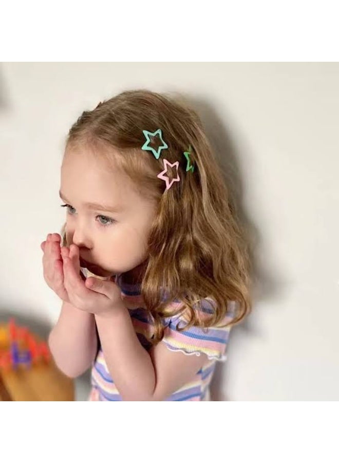 A set of clips of colorful star-shaped side hair clips, perfect for little girls, women, and children's hair accessories. - Image 2