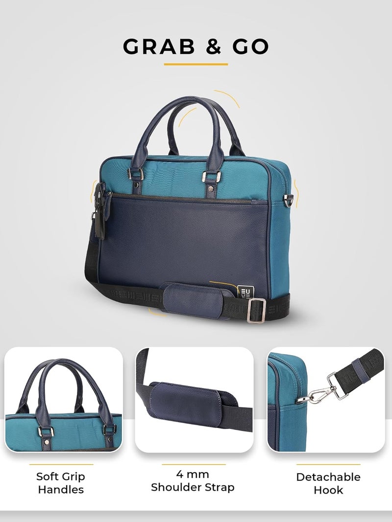 EUME Commute Laptop Bag for Men | Office Bag for Men & Women | With Padded Compartment | Vegan Leather & Nylon Fabric | Fits Up to 15.6" Laptop & MacBook, 11L - Image 5
