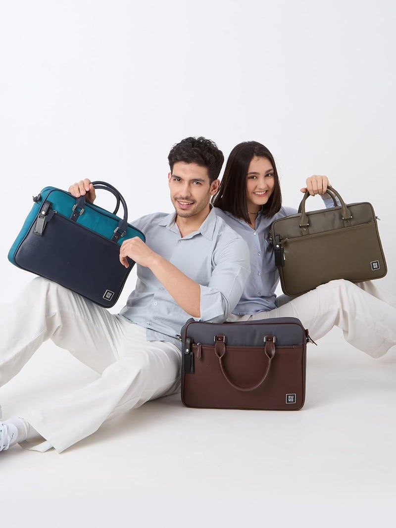 EUME Commute Laptop Bag for Men | Office Bag for Men & Women | With Padded Compartment | Vegan Leather & Nylon Fabric | Fits Up to 15.6" Laptop & MacBook, 11L - Image 2