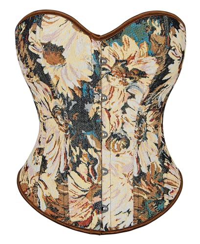CaySep Womens-Renaissance-Corset-Vintage-Floral-Lace-Up-Bustier-Tops-Summer-Going-Out-Party-Club-Top with Buckle - Image 2