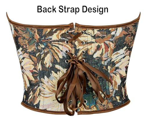 CaySep Womens-Renaissance-Corset-Vintage-Floral-Lace-Up-Bustier-Tops-Summer-Going-Out-Party-Club-Top with Buckle - Image 3