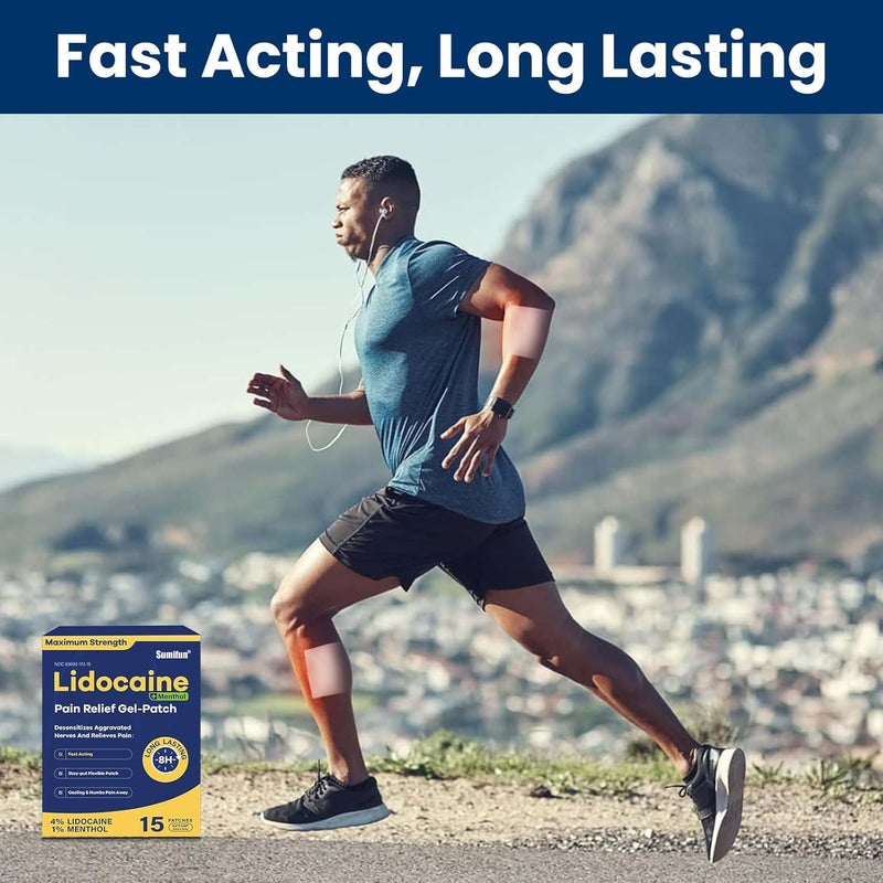 Sumifun 4 ليدوكائين لاصقات بالإضافة إلى 1 منتول 30 عدداً أقصى قوة لاصقات تخفيف الألم بدون وصفة طبية لآلام الظهر والرقبة المتصلبة وآلام المفاصل وآلام العضلات مسكن موضعي - Image 4