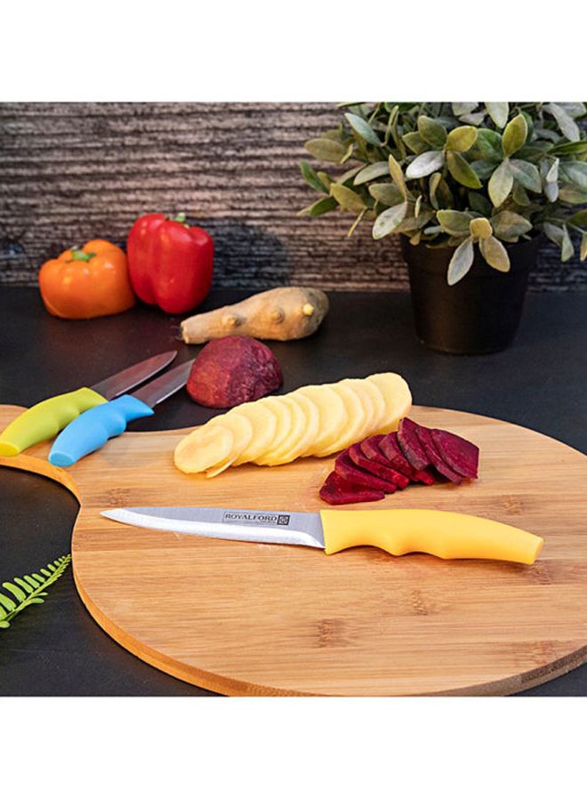 Royalford 3-Piece Utility Knife Set Blue/Orange/Yellow - Image 2