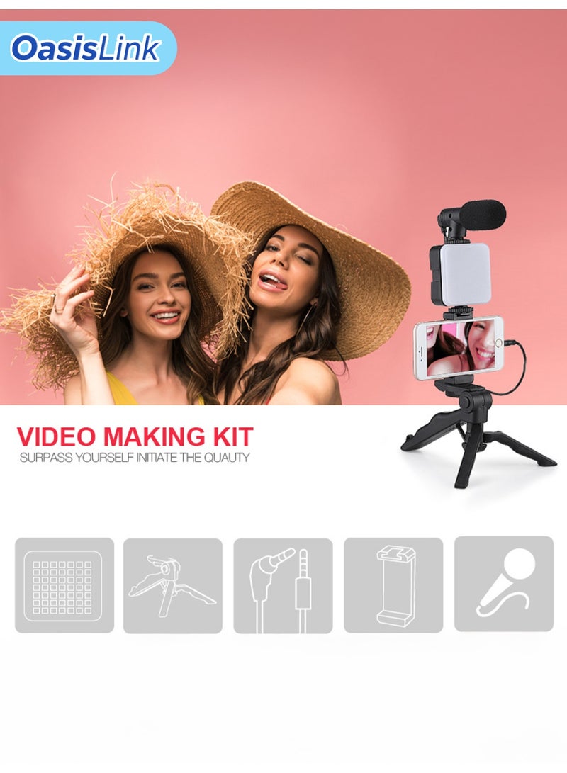 OasisLink Fill Light Kit with Mic, Bluetooth Remote, and Tripod - Compatible with Bluetooth, Type-C, and Apple Audio Adapters - Image 2