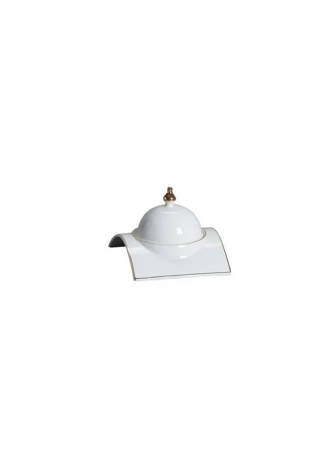 Onemore High Quality Square Shape Date Bowl White and Gold 20.3 cm 6874D-8-GL