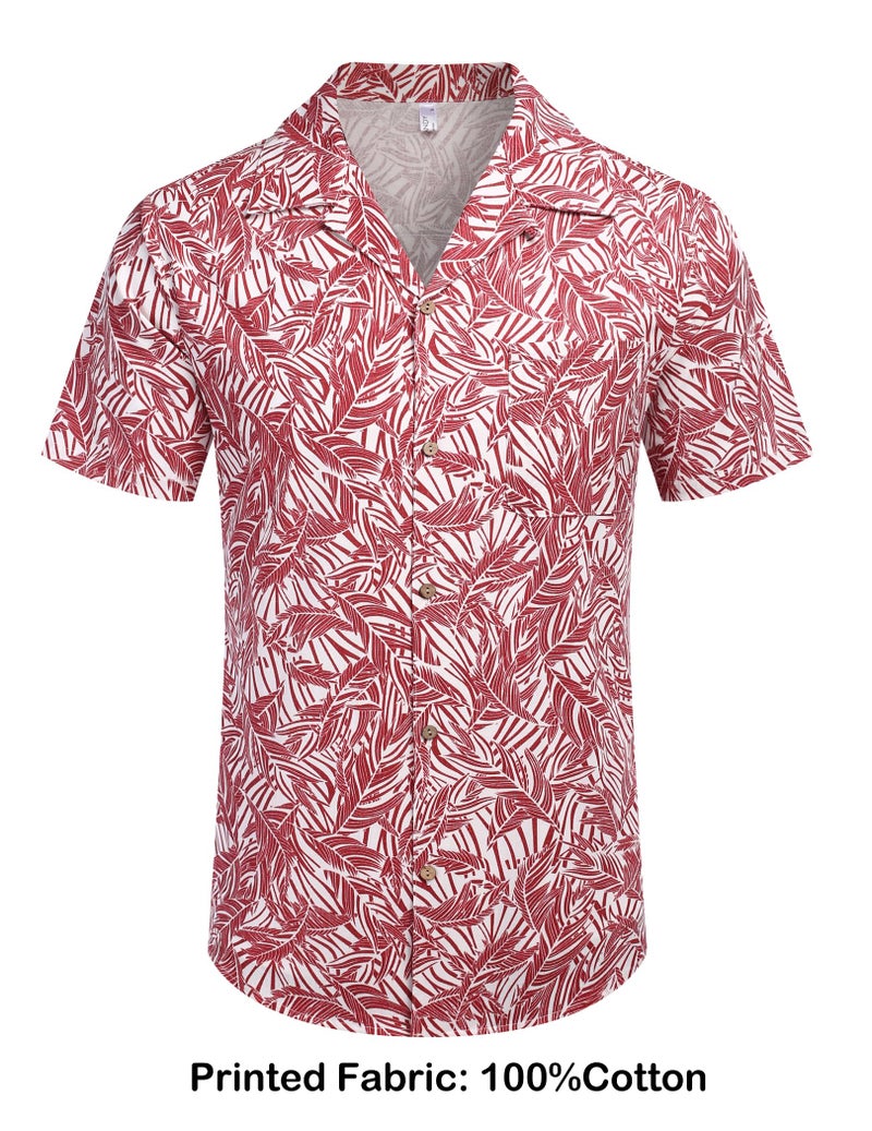 COOFANDY Men Cotton Linen Shirts Loose Fit Tropical Holiday Hawaiian Floral Shirts - Image 2