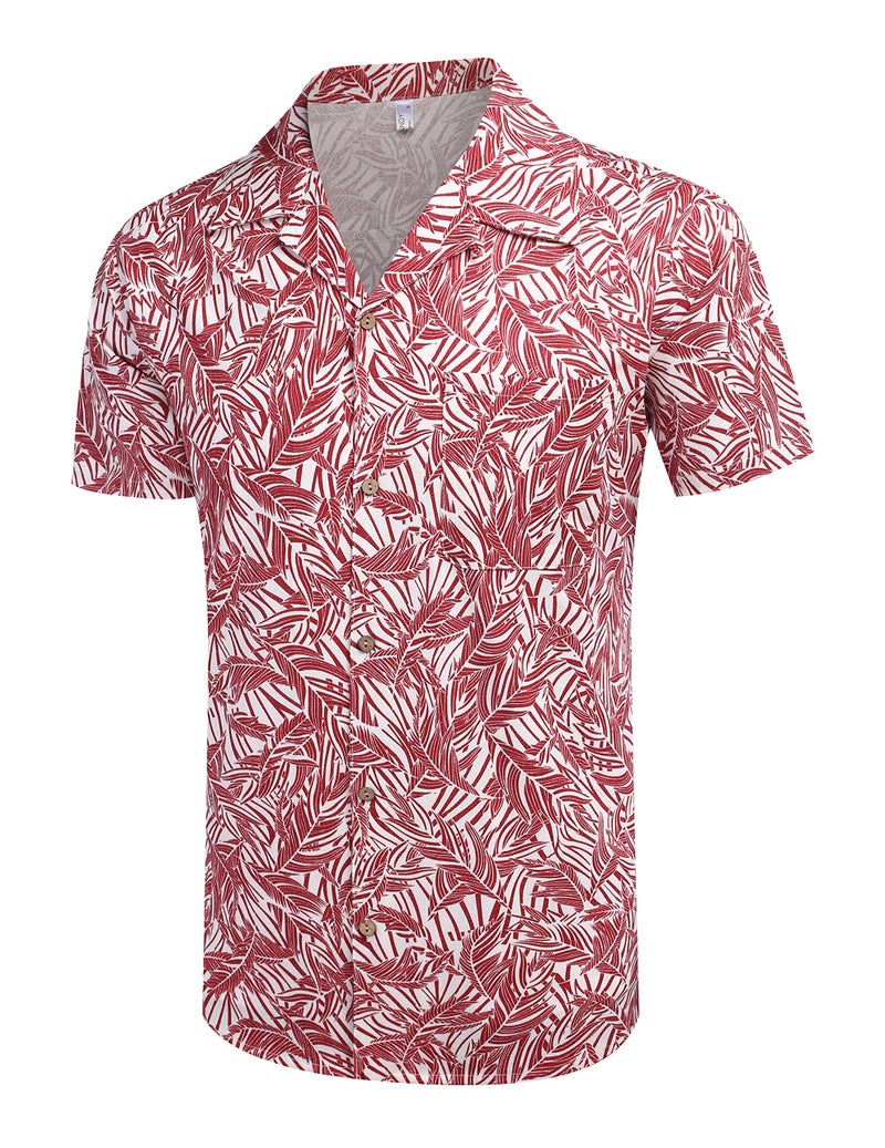 COOFANDY Men Cotton Linen Shirts Loose Fit Tropical Holiday Hawaiian Floral Shirts - Image 3