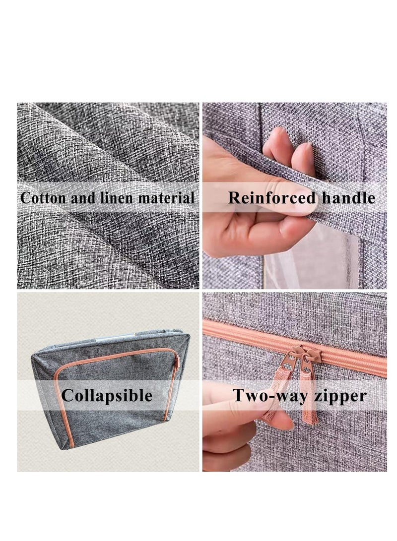 DUNISO 3 Pack Clothes Storage Bag Foldable Closet Organizers Storage Containers, Large Storage Bins for Comforters, Blankets, Bedding,Toys, Books, Foldable with Sturdy Zipper, Clear Window(Grey) - Image 5