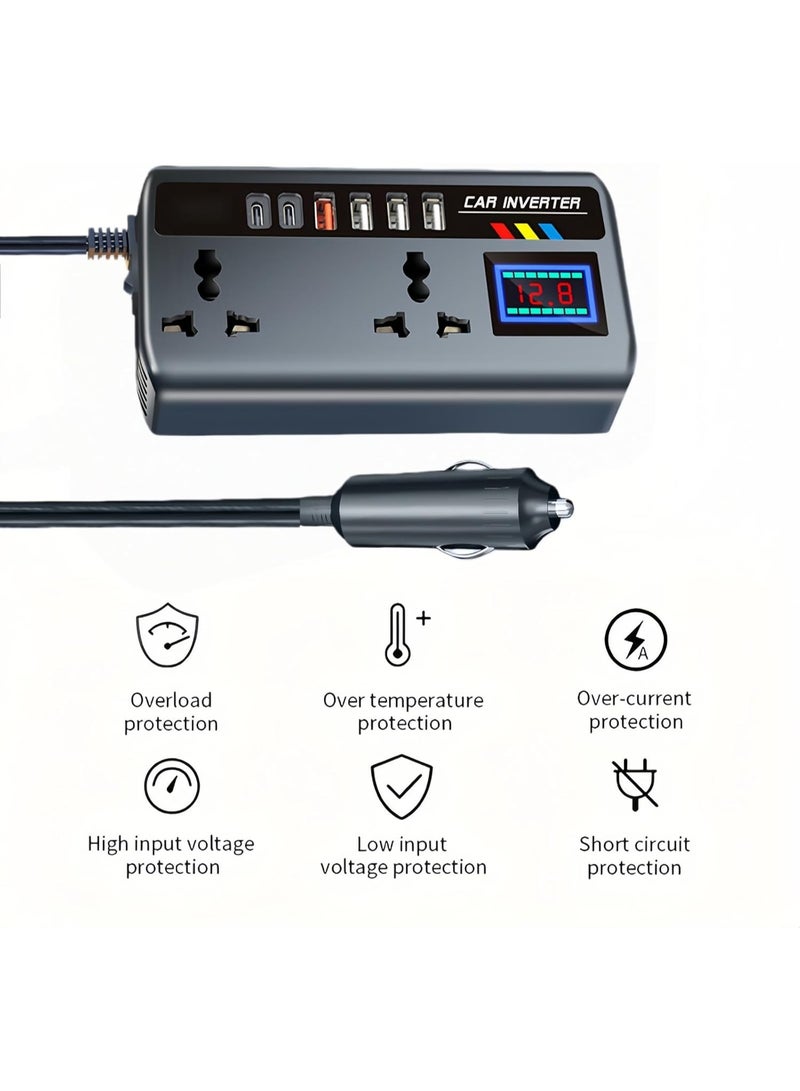 TIGER Pure Sine Wave Car Power Inverter 12V/24V to 220V with Dual AC Outlets & 3 USB Ports – Portable Vehicle Power Converter for Laptop, Mobile, and Safe Device Charging - Image 4