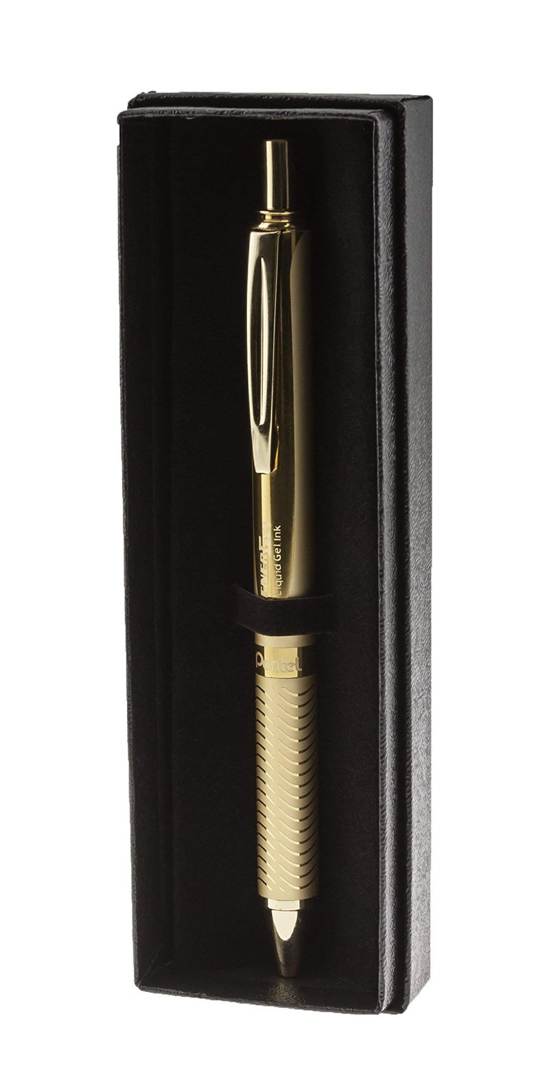 Pentel EnerGel Alloy Retractable Gel Pen, Gold Barrel, Black Ink, Includes Gif Box (BL407XABX) - Image 2