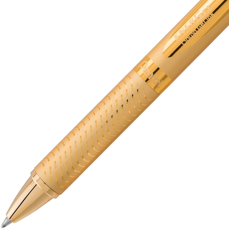 Pentel EnerGel Alloy Retractable Gel Pen, Gold Barrel, Black Ink, Includes Gif Box (BL407XABX) - Image 5