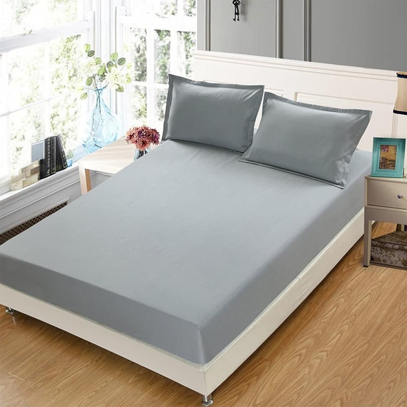 Gray Fitted Sheet – 180x200cm, Deep Pocket, Soft Microfiber, Wrinkle Free, for Mattress