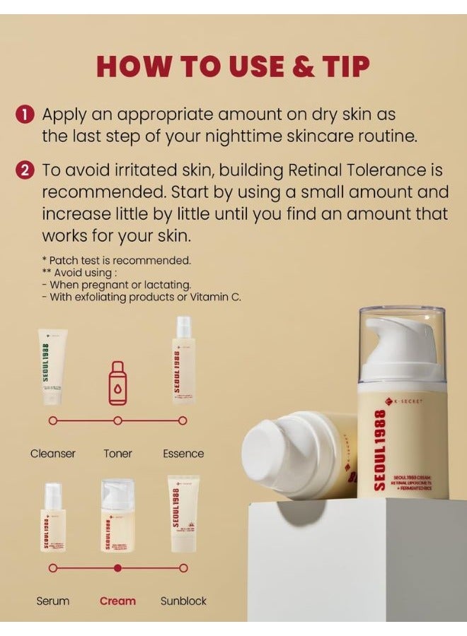 K-SECRET SEOUL 1988 Cream : Retinal Liposome 1% + Fermented Rice 50ml | Anti-aging, Brightening & Hydrating - Image 2