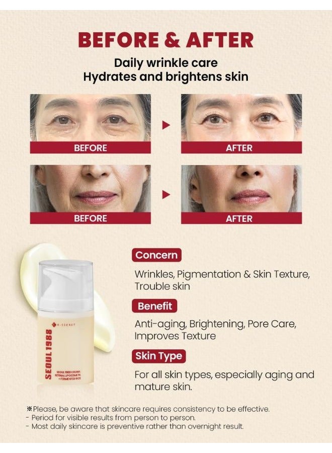 K-SECRET SEOUL 1988 Cream : Retinal Liposome 1% + Fermented Rice 50ml | Anti-aging, Brightening & Hydrating - Image 4