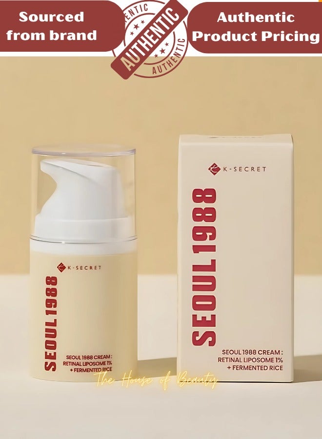 K-SECRET SEOUL 1988 Cream : Retinal Liposome 1% + Fermented Rice 50ml | Anti-aging, Brightening & Hydrating - Image 1
