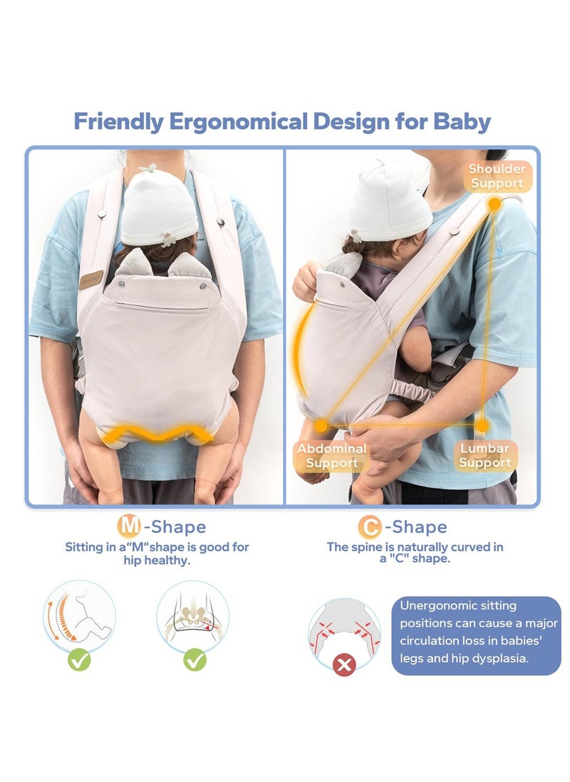 HaHaHai Baby Carrier with Pocket, 4-in-1 Easy to Wear Ergonomic Adjustable Breathable Carrier Slings, Perfect for Newborn to Infants up to 15KG Toddlers - Grey Brand: SERAPHY  - Image 2