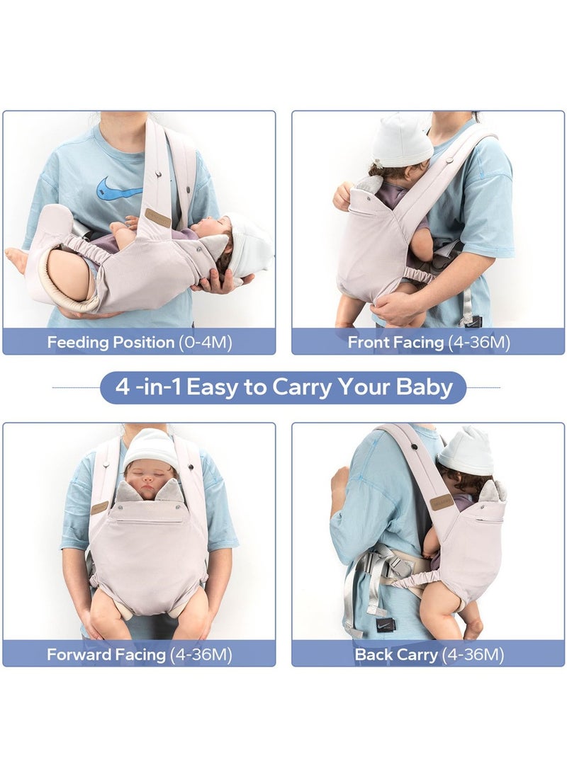 HaHaHai Baby Carrier with Pocket, 4-in-1 Easy to Wear Ergonomic Adjustable Breathable Carrier Slings, Perfect for Newborn to Infants up to 15KG Toddlers - Grey Brand: SERAPHY  - Image 4