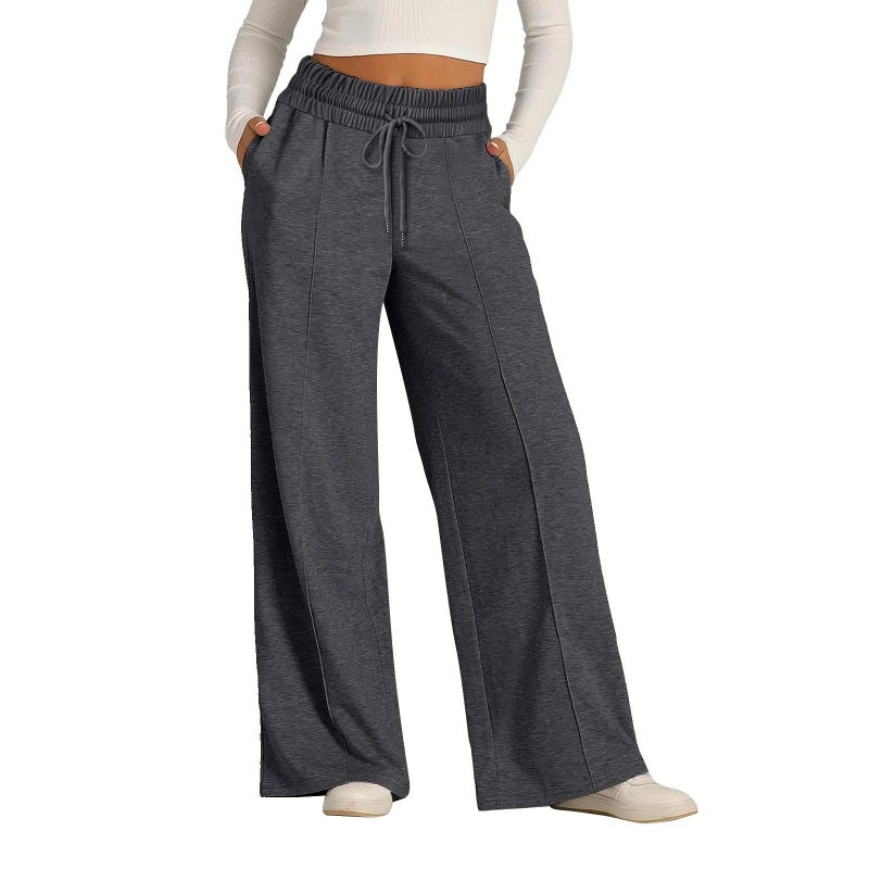 Women's High Waist Wide Leg Sweatpants with Drawstring, Loose Fit Casual Jogger Pants
