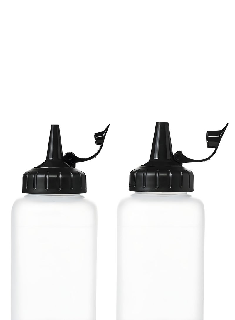 2-pack Plastic Squeeze Bottles for Sauces, 16oz Condiment Squeeze Bottles for Liquids - BPA Free Squirt Bottle with Cap - Ketchup, Syrup, Oil, Dressings, Honey & Arts and Crafts  - Image 3