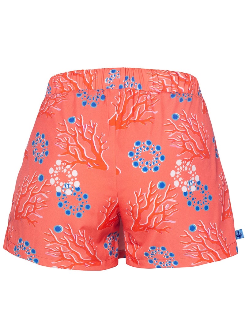 أنيموس تنورة شورت نسائية بخصر مطاطي، تصميم برباط قابل للتعديل، بنمط **كورال جلو** المميز، مصنوعة من قماش خفيف ومرن على شكل ميني تنورة، مثالية للفتيات والنساء، صناعة تركية - Image 4