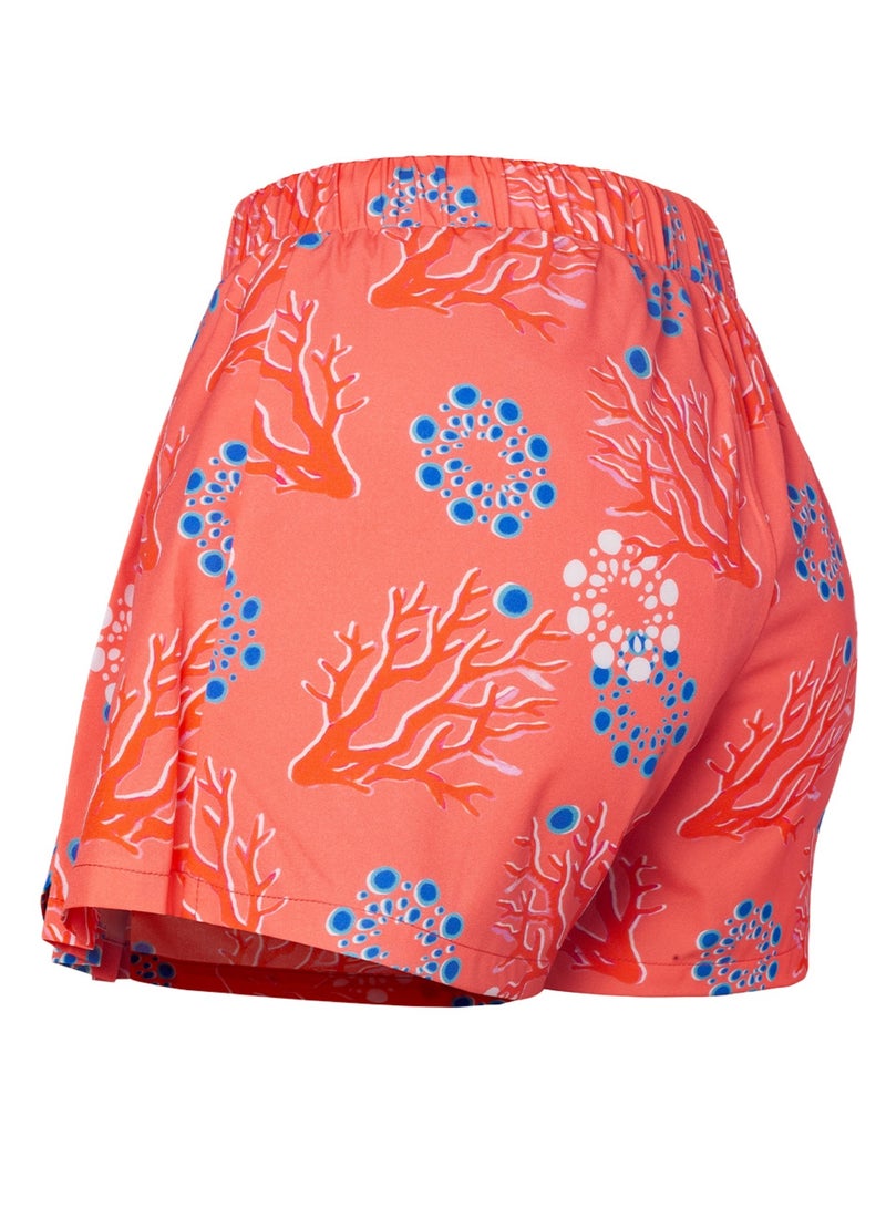 أنيموس تنورة شورت نسائية بخصر مطاطي، تصميم برباط قابل للتعديل، بنمط **كورال جلو** المميز، مصنوعة من قماش خفيف ومرن على شكل ميني تنورة، مثالية للفتيات والنساء، صناعة تركية - Image 3