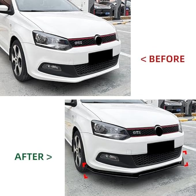 AUSMILA Front Bumper Lower Spoiler Lip Kit for Volkswagen Polo MK5 6R GTI 2010-2014 2011 - Image 3