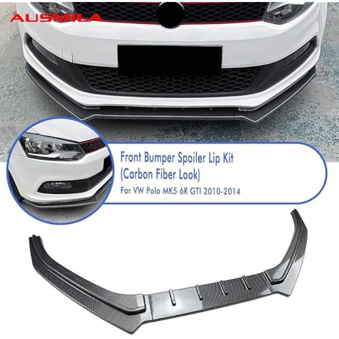 AUSMILA Front Bumper Lower Spoiler Lip Kit for Volkswagen Polo MK5 6R GTI 2010-2014 2011 - Image 4