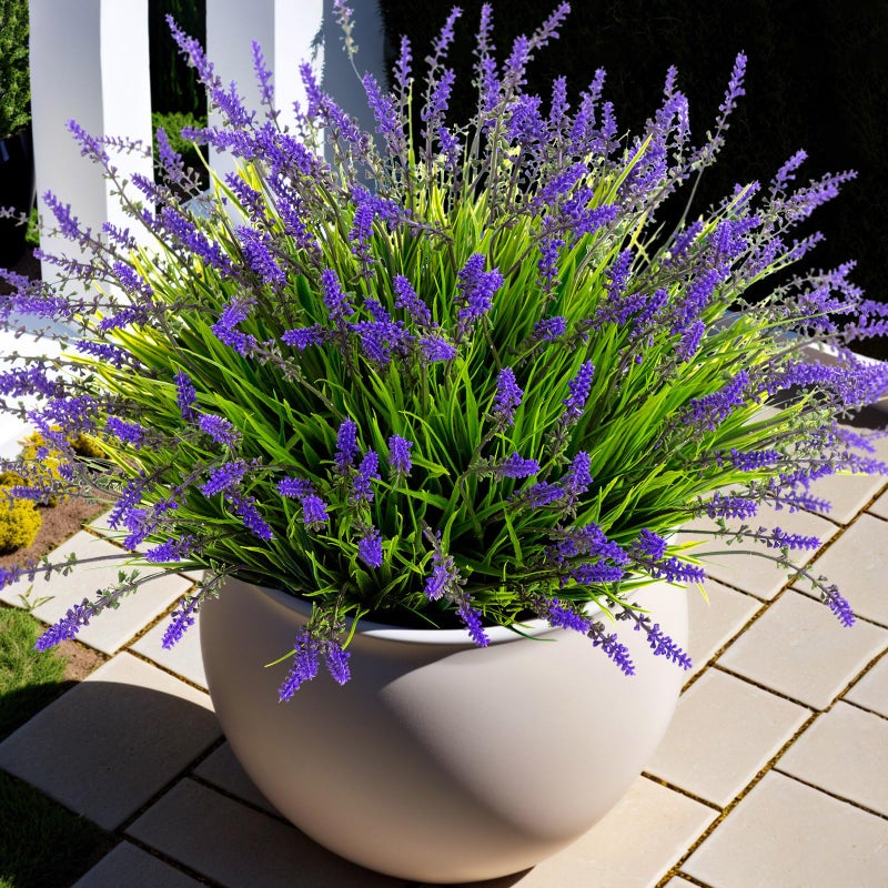 Ammyoo Artificial Faux Plants Flowers for Outdoor Decorations, Fake Monkey Grass for Outside Porch Patio, No Fade Realistic Greenery Plant, UV Resistant Artificial Shrubs for Courtyard Window Garden - Image 1
