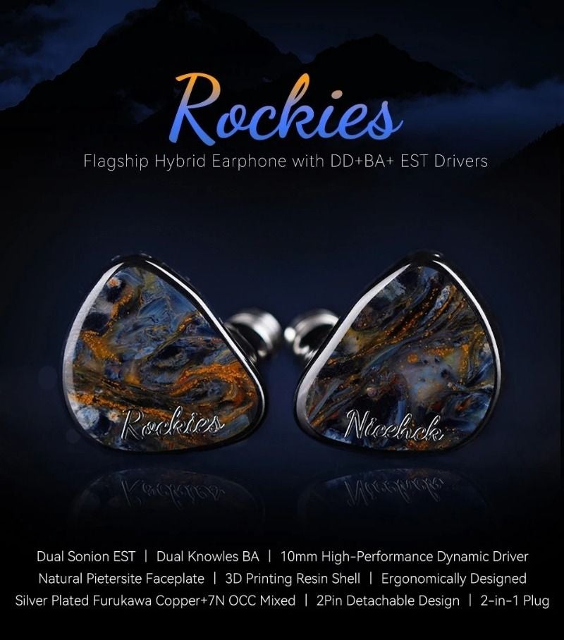 Nicehck Rockies Hybrid In-Ear Earphones 1dd+2 Knowles Ba+2 Sonion Est, 2-in-1 Polymer Shell, 2-Pin HiFi IEM - Image 2