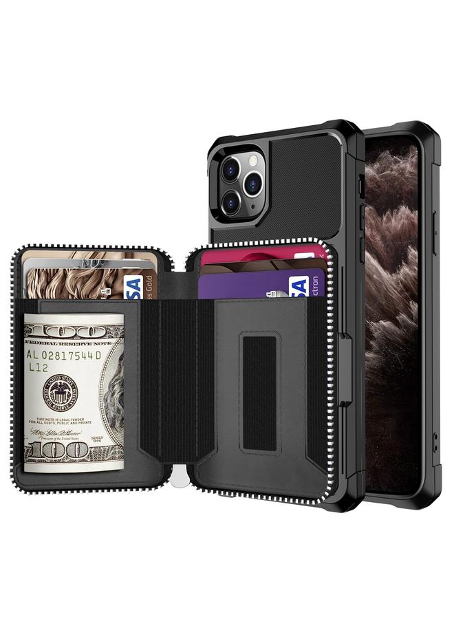 S-TOP Case For iPhone 11 Pro Max Zipper Wallet Card Bag PU Back Case - Image 1