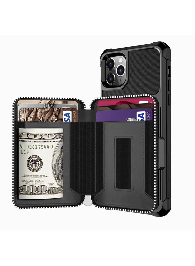 S-TOP Case For iPhone 11 Pro Max Zipper Wallet Card Bag PU Back Case - Image 3
