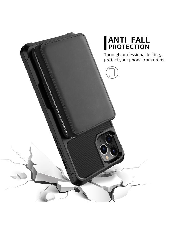 S-TOP Case For iPhone 11 Pro Max Zipper Wallet Card Bag PU Back Case - Image 5