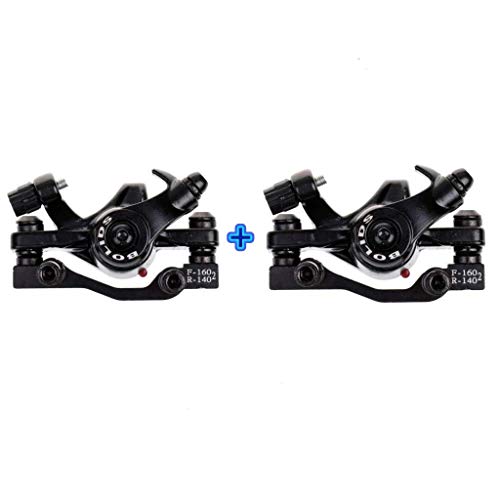FASTPED MTB Aluminum-Alloy Folding Bike Bicycle Mechanical Disc Brake (Front/Rear Calipers), Black (Combo (Front & Rear) Disc Braking Pads for MTB Mountain Bicycle Brake Disk Set of 2 disc Machine - Image 1