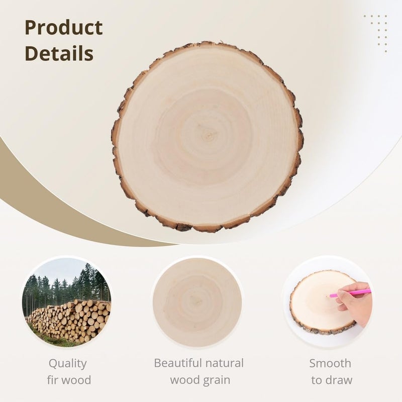 Rustic Wood Slices for Crafting, 10 Pcs, 6.3-7.1’’ Round Fir Slabs for Wedding Centerpieces, Coasters, DIY Projects - Image 3