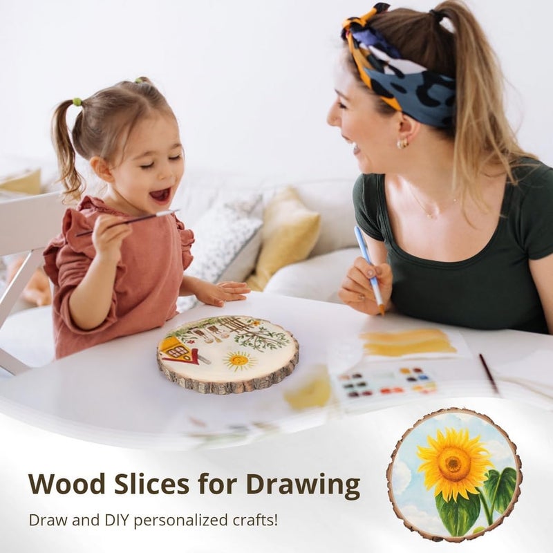 Rustic Wood Slices for Crafting, 10 Pcs, 6.3-7.1’’ Round Fir Slabs for Wedding Centerpieces, Coasters, DIY Projects - Image 5