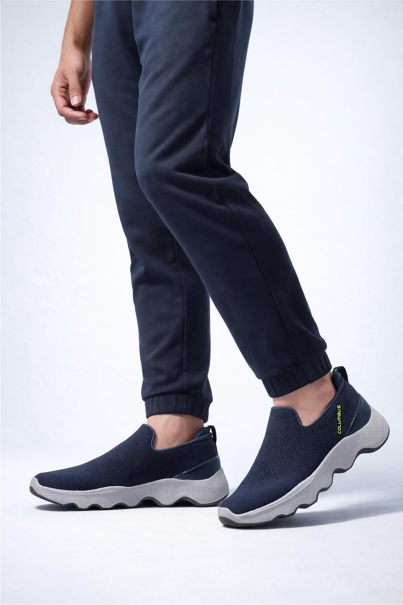 Columbus Sports Shoes - Running Shoes|Walking Shoes| Training & Gym Shoe | Outdoors Shoe for Men (Massager-01) (Navy & Fluorescent Green),UK-06 - Image 3