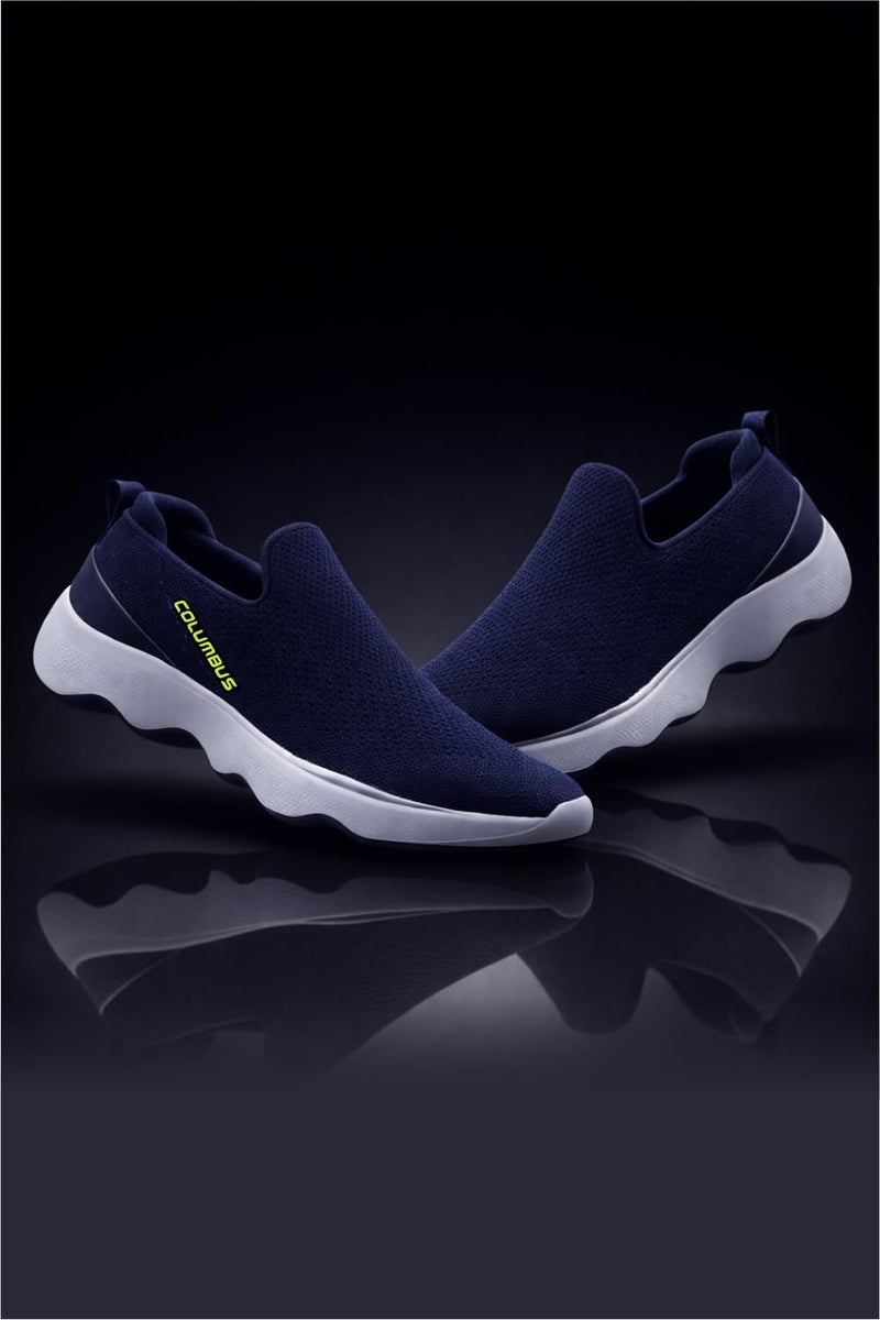 Columbus Sports Shoes - Running Shoes|Walking Shoes| Training & Gym Shoe | Outdoors Shoe for Men (Massager-01) (Navy & Fluorescent Green),UK-06 - Image 2