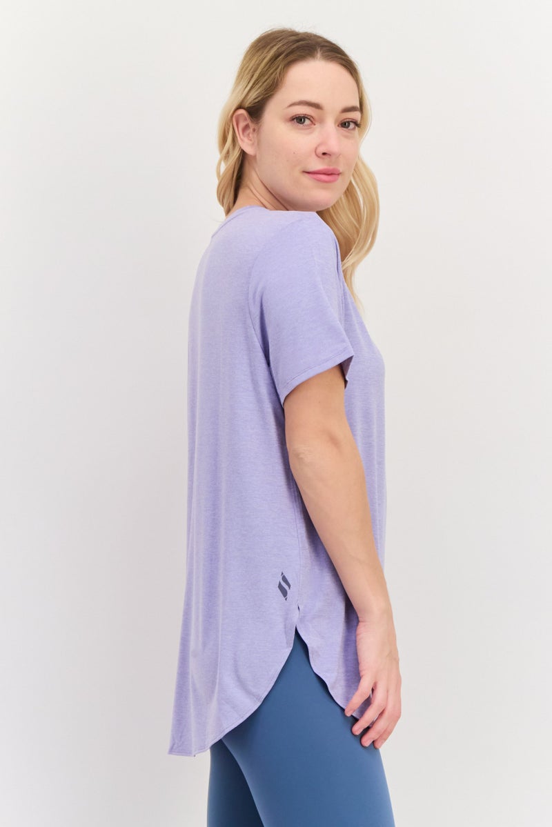 SKECHERS Women Sportswear Fit Short Sleeve Outdoor T-Shirt, Lavender - Image 2