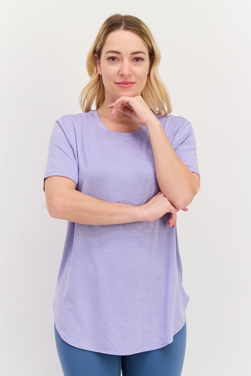 SKECHERS Women Sportswear Fit Short Sleeve Outdoor T-Shirt, Lavender - Image 1