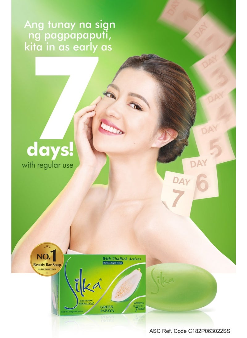 Silka Green Papaya Herbal Whitening Soap 135g. - Image 2