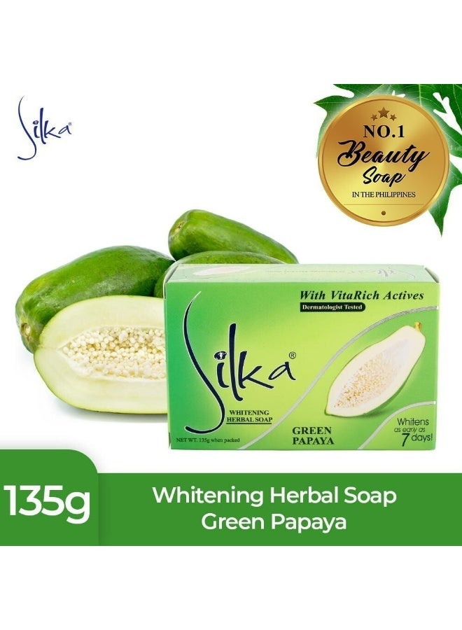 Silka Green Papaya Herbal Whitening Soap 135g. - Image 3