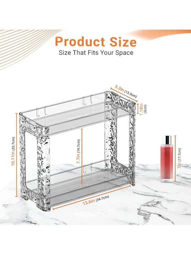 Arabest 2-Tier Perfume and Makeup Organizer Countertop, Portable Bathroom and Vanity Storage Solution for Skincare, Cosmetics, and Accessories, Space-Saving Design for Corners and Cabinets (Transparent) - Image 2