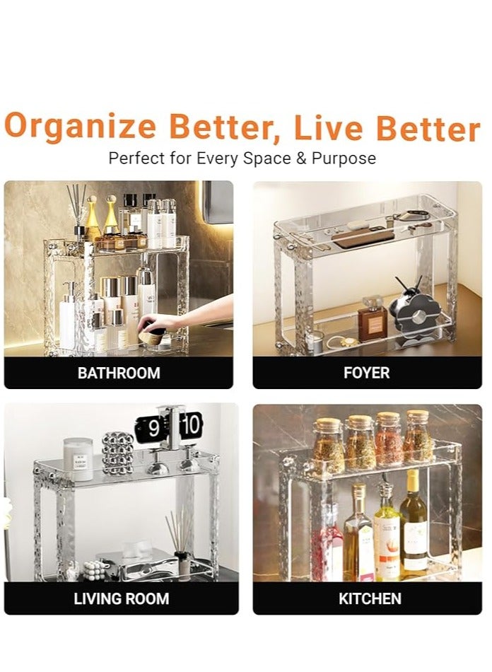 Arabest 2-Tier Perfume and Makeup Organizer Countertop, Portable Bathroom and Vanity Storage Solution for Skincare, Cosmetics, and Accessories, Space-Saving Design for Corners and Cabinets (Transparent) - Image 4