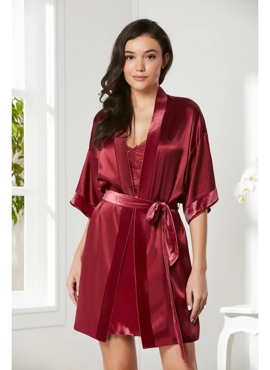 pierre cardin Velvet Satin Lace Nightgown and Dressing Gown - 4045