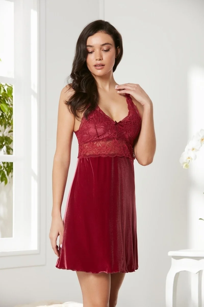 بيير كاردان Velvet Satin Lace Nightgown and Dressing Gown - 4045
