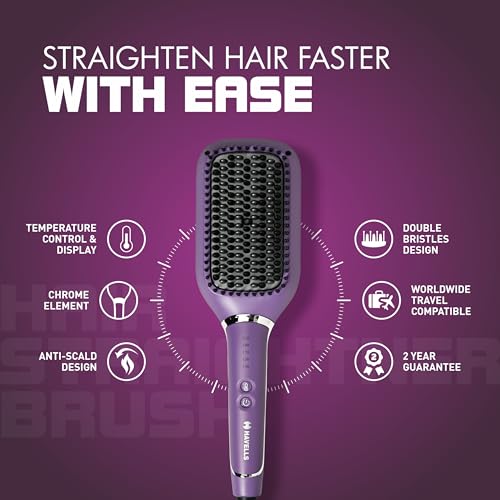 Havells Keratin Infused Hair Straightener Brush With Temperature Control For All Hair Types | 50 Watts | 2 Years Guarantee | Stunning Purple | Hs4201 - Image 5