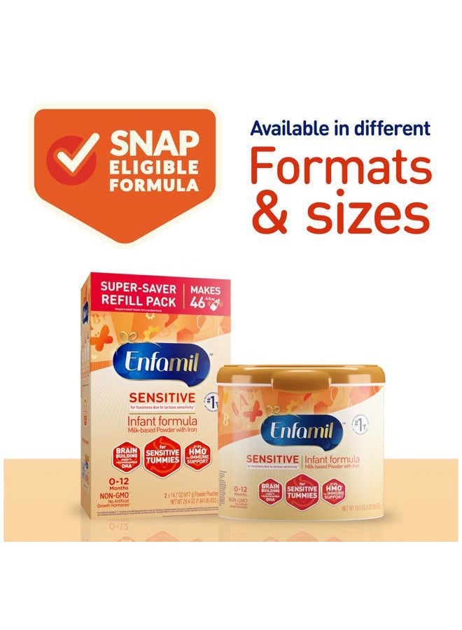 Enfamil Sensitive Baby Formula with DHA, Iron & Prebiotics to help support Brain & Immune Support. Lactose Sensitivity Infant Formula Inspired by Breast Milk, Non-GMO, Powder Can, 78 Oz - Image 5