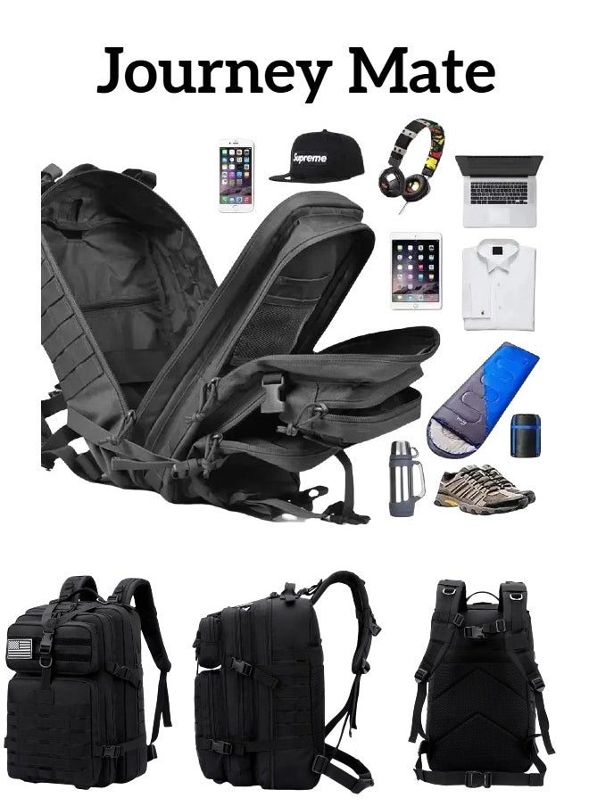 Journey Mate 50L Tactical Backpack Fishing Outdoor Mountaineering Hiking Camping Multi-Function Backpack Rucksack Black  - Image 4