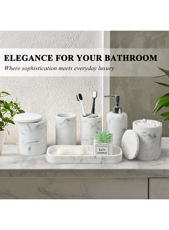 LIN CHUAN Bathroom Accessories Set, 6-Piece Bathroom Accessory Set, White - Image 3